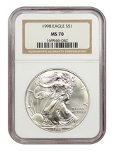 1998 $1 Silver Eagle NGC MS70 - £896.32 GBP