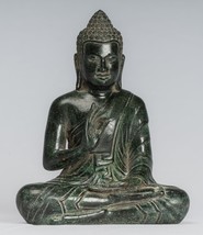 Buddha - Antico Khmer Stile Seduta Bronzo Insegnamento Statua di 20cm/20.3cm - £319.78 GBP