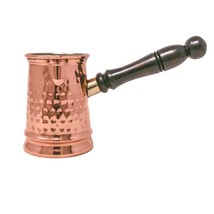 Mug with Hammered and Long Wooden Handle Turkish Pot Warming Water Coffee 300ml - £27.91 GBP