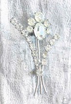 Austrian Prong-set Crystal Rhinestone Flower Silver-tone Brooch 1950s vi... - $14.20