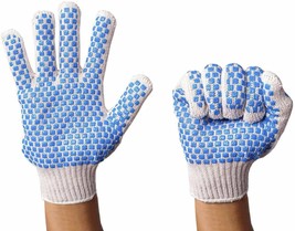 10 Dozen 120 Pair String Knit Gloves With Pvc Dots On Both Sides Work Large New - £172.42 GBP