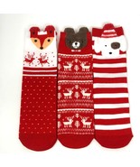 Set Of 3 Christmas Ankle socks Woman Size 5.5-7    Fox Bear Dog Animals A16 - £13.58 GBP