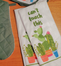 Cactus theme Kitchen Towels, Can't Touch This, Set of 2, Succulents image 2
