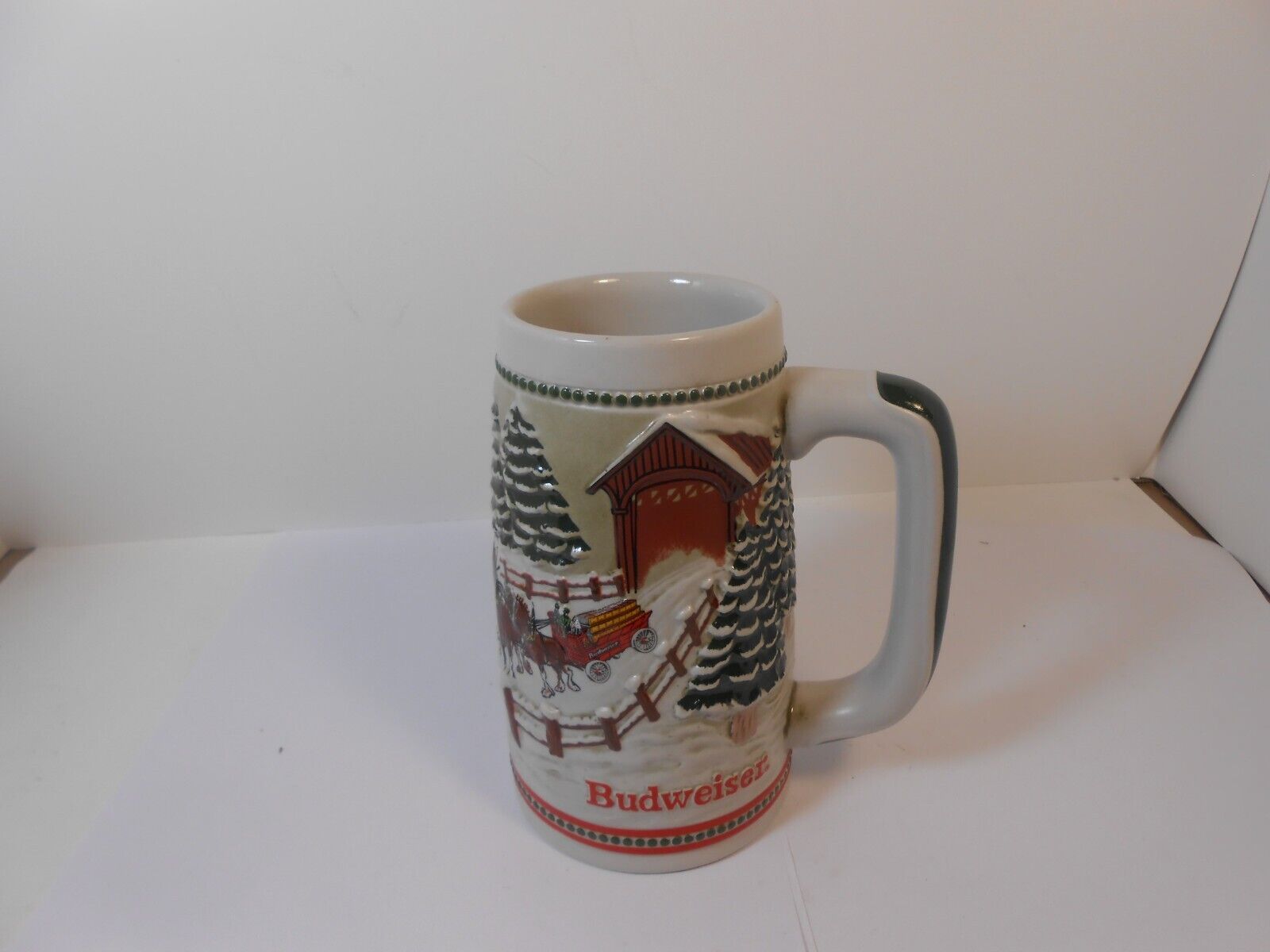 Vintage 1984 Covered Bridge Budweiser Beer Holiday Stein Mug - $5.90