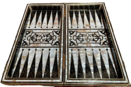 Handmade, Wooden Backgammon Board, Wood Chess Board, Mother of Pearl Inlay (21") - $1,935.00