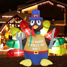 Thanksgiving Inflatable Turkey Lawn Decoration - 5FT LED Light Up Autumn Pilgrim - £44.35 GBP