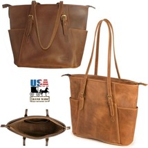 LARGE &quot;COLUMBIAN&quot; LEATHER SHOULDER TOTE BAG &amp; PURSE ✯ Amish Handmade in USA - £333.32 GBP