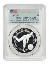 2022-P $1 Negro Leagues Baseball PCGS PR69DCAM (100 Privy, First Strike) - $130.95