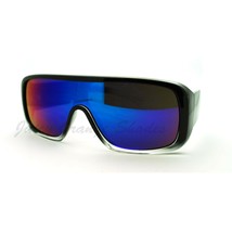Mens Sporty Sunglasses Flat Top Square Rectangular Reflective Lens - £15.02 GBP