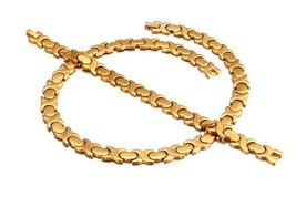 New Jewelry Sets For Women Gold Color Stainless Steel Bracelet & Necklace Sets F - £29.85 GBP