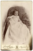 Circa 1890&#39;S Cabinet Card Adorable Baby Long Dress Leigh &amp; Nair Beaver Falls, Pa - £7.44 GBP