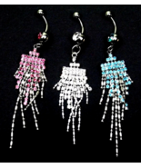Sexy Rhinestone Belly Button Ring Tassel Navel Charm Dangle Surgical Jew... - $24.55 CAD