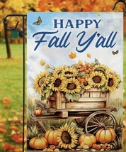 Happy Fall Y&#39;all Double sided Vibrant Garden Flag ~ 12&quot; x 18&quot; ~ NEW! - $12.17