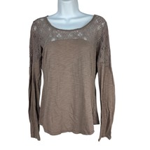 Maurices Womens Brown Long Sleeve Lace Detail Top Size Small Lightweight... - $19.65