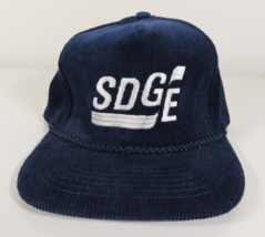 SDGE Hat Men’s Adjustable Blue Cord Corduroy Zip Back San Diego Gas Electric VTG - £19.42 GBP