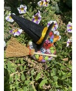 Skull Duck With Witch hat And Broom &amp; Multi Colored Skulls! Halloween Decor - €19,75 EUR