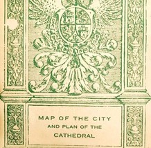 1940s Toledo Spain City Woodcut Colored Folding Map Cathedral Layout E89A - £30.03 GBP