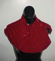 Hand Crochet Burgundy Button Down Neckwarmer #B102 NEW - $12.19