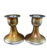 c1930 Steuben Gold Aurene Candle holders with Sterling Silver Bobeches - $495.00