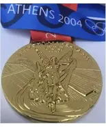 Athens 2004 Rare Olympic 'Gold' Medal with Silk Ribbons with Dispaly Sta... - $249.00