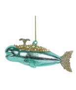 Dept 56 Blue Pearl Bay Whale Glass Christmas Ornament  - £9.54 GBP