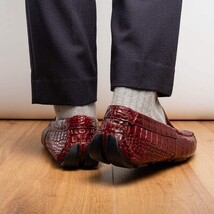 Remo Genuine Caiman Slip On Driving Loafers Wine image 12