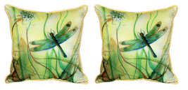 Pair of Betsy Drake Betsy’s Dragonfly Large Pillows 18 Inchx18 Inch - £69.81 GBP