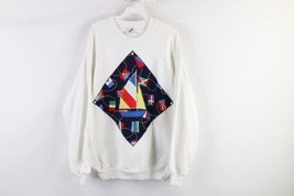 Vtg 90s Streetwear Womens 2XL Distressed Nautical Sailboat Sailing Sweatshirt - £33.26 GBP