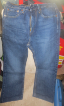 Levi&#39;s 505 Regular Fit Jeans Mens 32x30 dark Blue Stretch Denim Zip WPL423 - £14.98 GBP