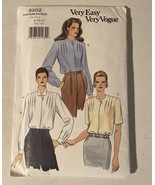 Vintage 90s Vogue Pattern 9878 Very Easy Pleated Front Blouses 8-12 Uncut - $13.63 CAD