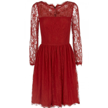 Juicy Couture Size 12 Red Lace Fit &amp; Flare Dress - $49.49