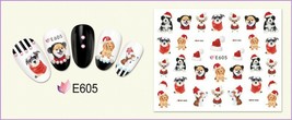 Nail Art 3D Decal Stickers Funny dog in Santa hat I love my dog E605 - £2.63 GBP