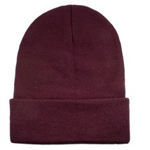 Unisex Plain Warm Knit Beanie Hat Cuff Skull Ski Cap burgundi 1pcs - $9.99
