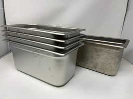 LOT of 4 NEW Stainless Steel Third Size 6&#39;&#39; Deep Steam Table Pans 1/3rd - £33.65 GBP