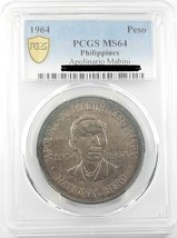1864 - 1964 Philippines PESO Apolinario Mabini Centennary PCGS MS 64 Nic... - $326.22