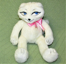 American Girl Whimsical Cat Plush Stuffed Animal White Kitty Blue Eyes Pink Bow - £8.63 GBP