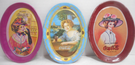 Lot Of 3 Ladies Of Coca-Cola Small Vintage Oval Mini Tin Tip Trays 6 1/4 x 4 1/2 - £7.86 GBP