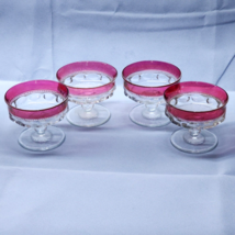 Vintage Tiffin Kings Crown Sherbet Dessert Glass Cranberry Ruby Flash - Set Of 4 - £19.95 GBP