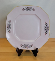 B&amp;Co Limoges Plate Hand Painted Pink Lavender Rose Gold Trim 9.5” Octagon - £19.97 GBP