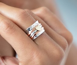 Vintage Heart Rotating Ring / Fidget Rings For Women / Spinner Rings Jewelry Gif - £9.33 GBP