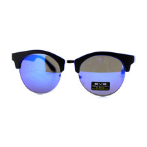 Mujer Gafas Sol Redondas Media Top Borde Mate Marco Color Lente Espejo 100% - £7.92 GBP