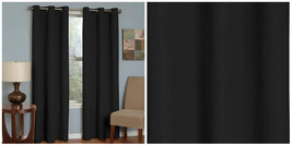 100% Thermal Blackout Window Curtains - 84&quot; Standard - Black - P02 - £34.06 GBP