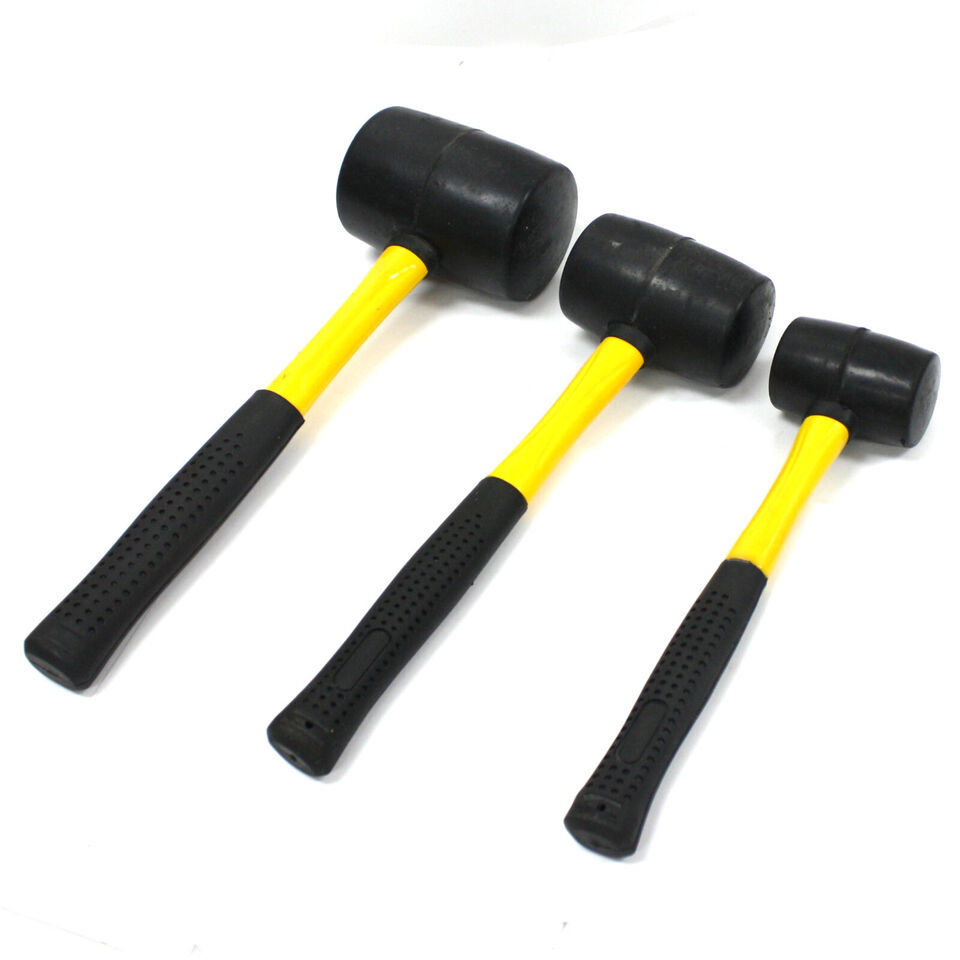 3 pieces Rubber Mallet Double Faced Head Fiberglass Handle Hammer 8 16 3... - $30.84