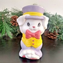 Easter Bunny Figurine Egg Cup Giftco Hand Painted Porcelain Bisque Spring VTG - £7.73 GBP