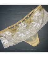 Victoria&#39;s Secret S THONG Panty GOLD White Lace VERY SEXY SEDUCTION RARE!!! - £39.65 GBP