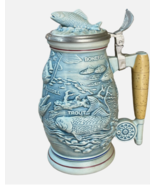 Vintage 1990 Avon &quot;Freshwater Fishing&quot; Stein Blue Handcrafted in Brazil ... - £31.37 GBP