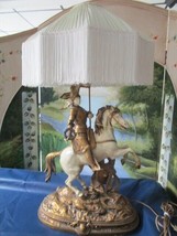 Theodore Doriot Joan D&#39;ark On Horse Sculpture Table Lamp 30&quot; - £593.52 GBP