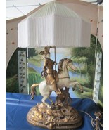 THEODORE DORIOT JOAN D&#39;ARK ON HORSE SCULPTURE TABLE LAMP 30&quot; - $14,112.59 MXN