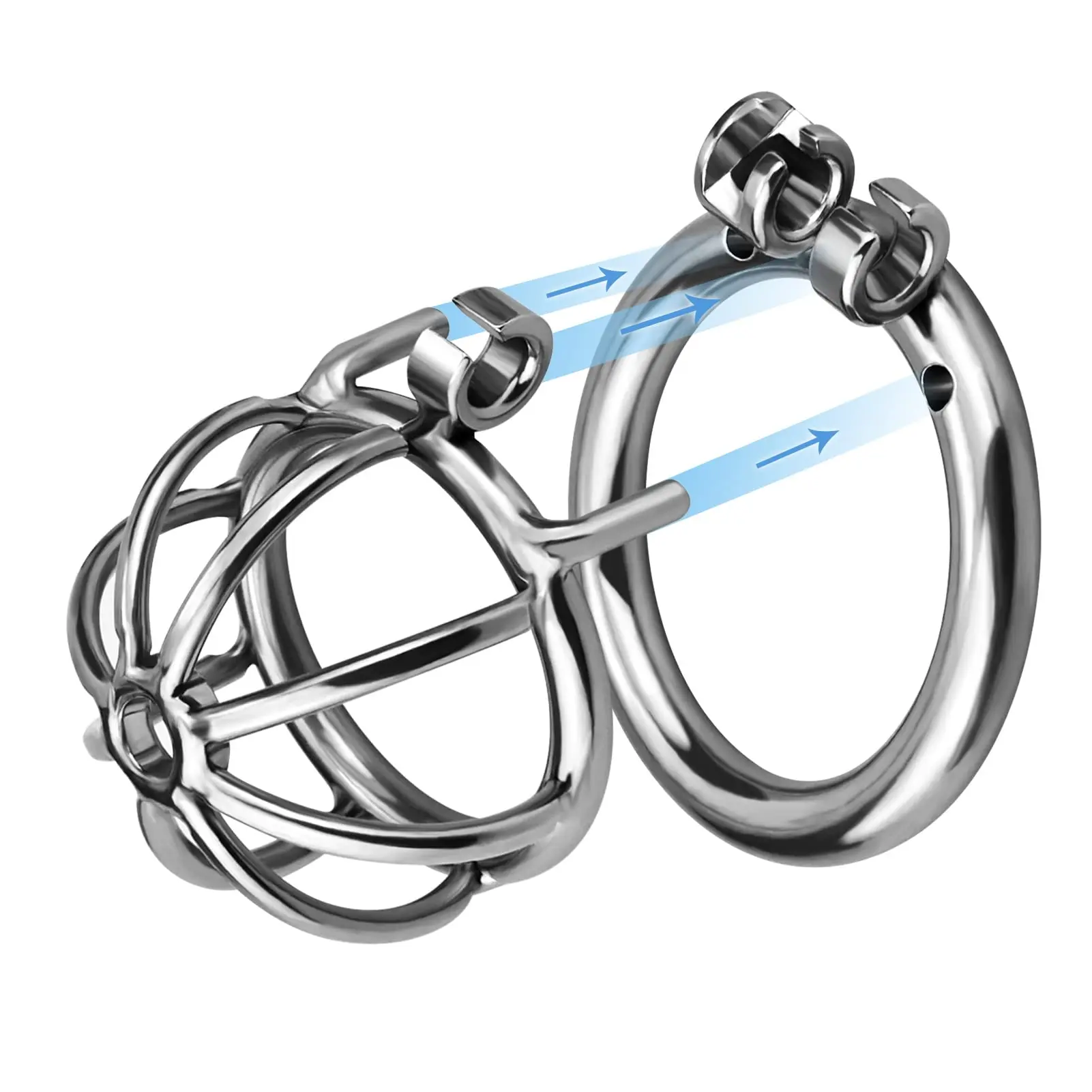Sporting Super Small Stainless Steel Male Mature Cage Device Belt Home Ring Rest - £32.97 GBP