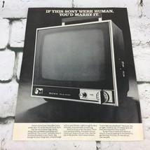 VTG 1970 Sony 11” Portable Television Set TV Advertising Art Print Ad - £7.92 GBP